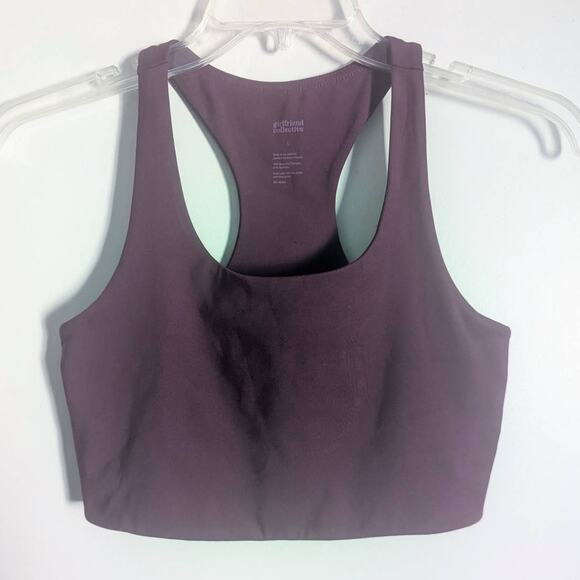 Girlfriend Collective Paloma Racerback Sports Bra in Plum, Size Large - Picture 4 of 7